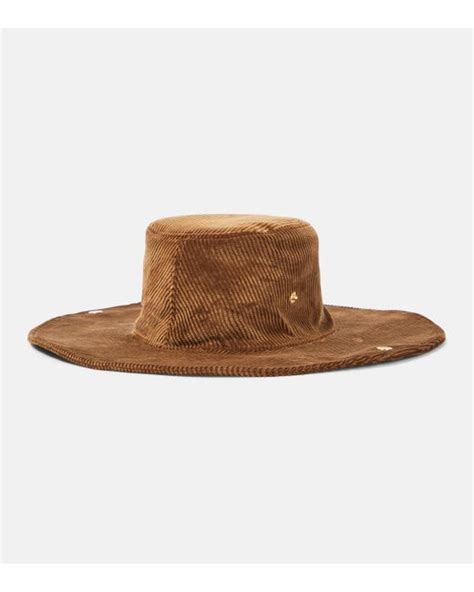 Logo corduroy cowboy hat in brown .